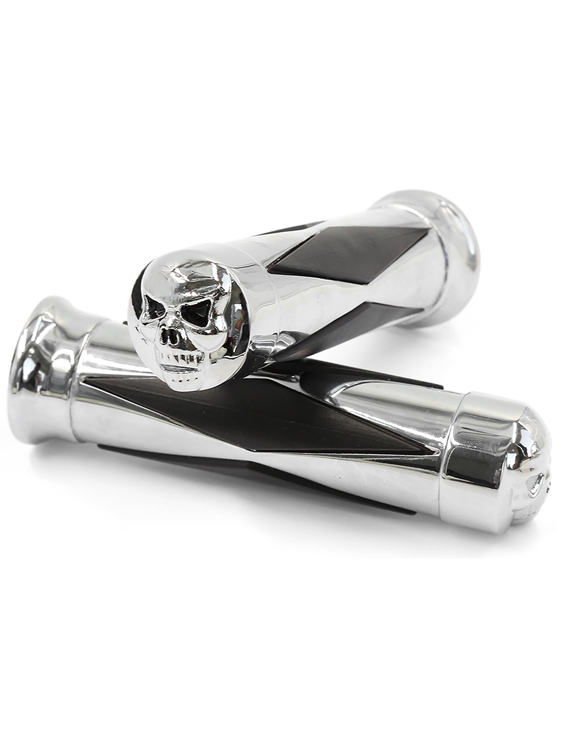 Chrome Skull 1" Handlebar Hand Grips For Harley Dyna Softail Sportster